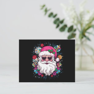 Cartão Postal De Festividades Papais noeis Rosa de Disco Festa de Natal Engraçad