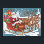 Cartão Postal De Festividades Papais noeis Sleigh Ride Christmas Gifts and Reind<br><div class="desc">Um cartão-postal festivo de Natal com Papai Noel no seu clássico trenó vermelho, carregado de presentes brilhantemente envoltos, enquanto ele é puxado por uma noite de inverno nevada por sua rena confiável. Esta ilustração alegre e colorida captura a mágica e o entusiasmo da jornada dos Papais noeis, fazer-a perfeita para...</div>