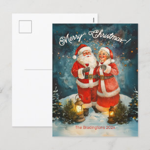 Cartão Postal De Festividades Papais noeis Sra. Claus Feliz Natal