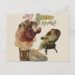 Cartão Postal De Festividades Papais noeis Stories Kris Kringle Vintage Art Impr