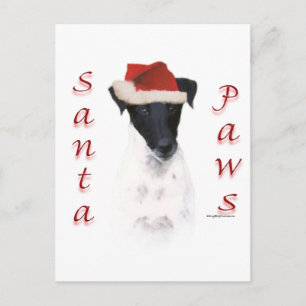 Cartão Postal De Festividades Papais noeis Suaves com Fox Terrier