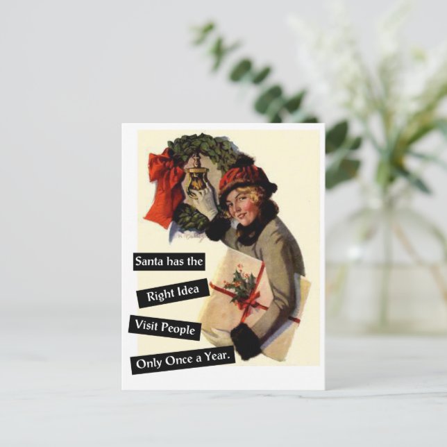 Cartão Postal De Festividades Papais noeis tem a ideia certa... (Em pé/Frente)