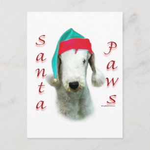 Cartão Postal De Festividades Papais noeis Terrier Bedlington