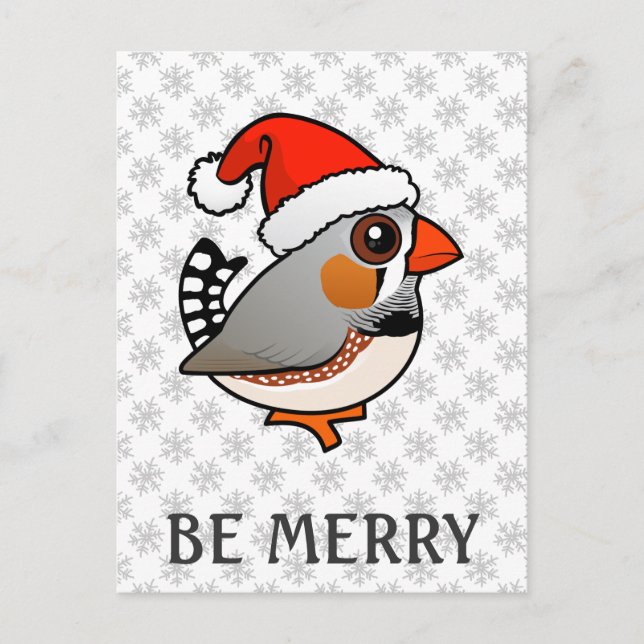 Cartão Postal De Festividades Papais noeis Zebra Finch (Frente)