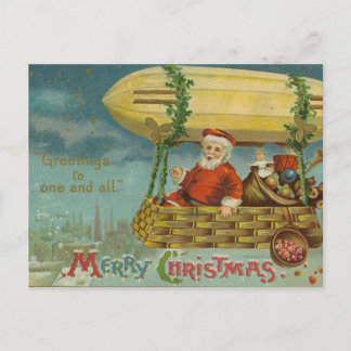 Cartão Postal De Festividades Papais noeis Zeppelin Vintage Victorian Engraçado