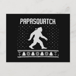 Cartão Postal De Festividades Papasquatch Pé Grande Papai Noel Natal Feio de Nat