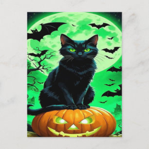 Cartão Postal De Festividades Papel de Carteira de Halloween de Gato Negro Spook