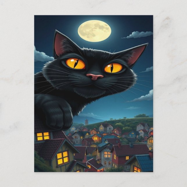Cartão Postal De Festividades Papel de Carteira de Halloween de Gato Negro Spook (Frente)