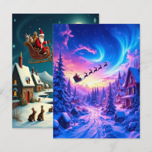 Cartão Postal De Festividades Papel de Parede Encantador da Vila de Inverno de N