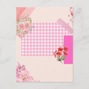 Cartão Postal De Festividades Papel de scrapbook rosa