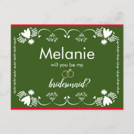 Cartão Postal De Festividades Papel Picado Green Bridesmaid Proposal Card