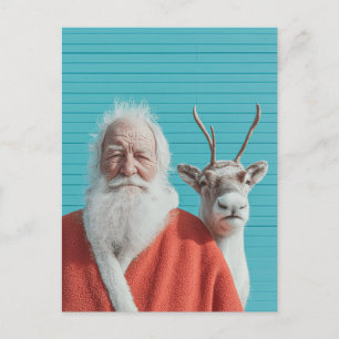 Cartão Postal De Festividades Par Duo de Férias de Natal e Rena