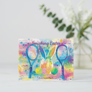 Cartão Postal De Festividades Para jogador de tênis Raquete & Rabbitsplosion!