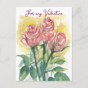 Cartão Postal De Festividades Para Minha Esposa no Dia dos Namorados Rosas Cor-d