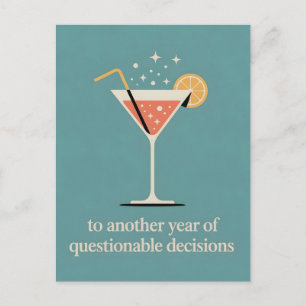 Cartão Postal De Festividades Para Outro Ano de Decisões Questionáveis Design