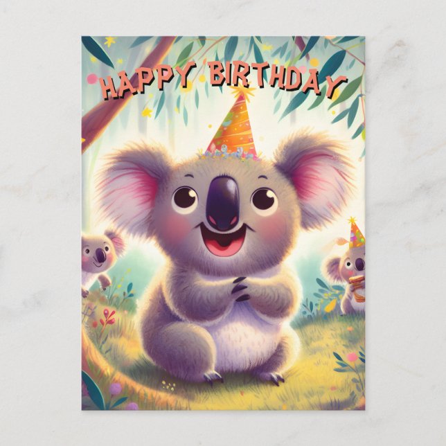 Cartão Postal De Festividades Parabéns à família Koala (Frente)