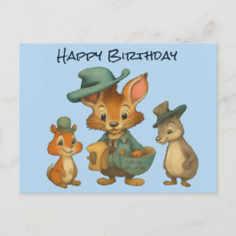 Cartão Postal De Festividades Parabéns Divertido Fofa Desenho Animado Entrega de