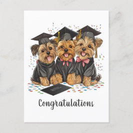 Cartão Postal De Festividades Parabéns Graduação Yorkshire Terrier Dogs