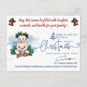 Cartão Postal De Festividades Parabéns pelo Natal, Bebê, do Pediatra