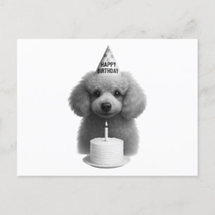 Cartão Postal De Festividades Parabéns Poodle