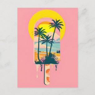 Cartão Postal De Festividades Paraíso dos Sweets Sunset de Verão Tropical