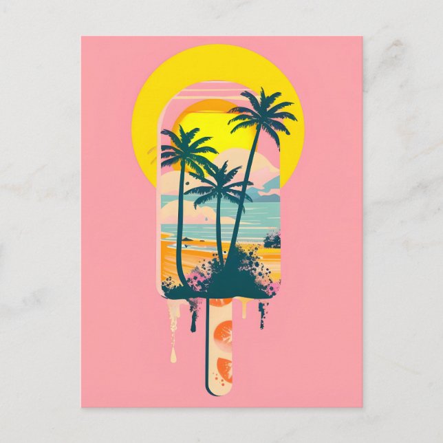 Cartão Postal De Festividades Paraíso dos Sweets Sunset de Verão Tropical (Frente)