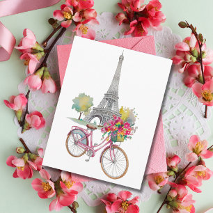 Cartão Postal De Festividades Paris Caprichosa Viagem de Verão Torre Eiffel Flor