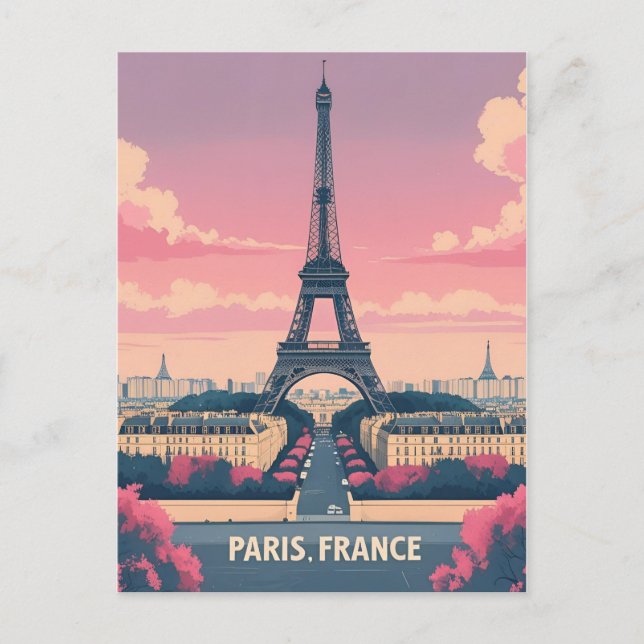 Cartão Postal De Festividades Paris França Eiffel Tower_ City Skyline (Frente)