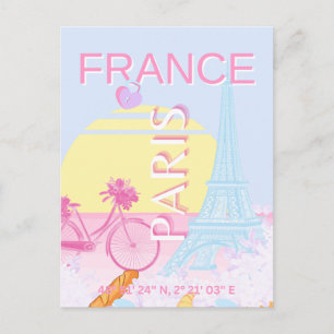 Cartão Postal De Festividades Paris, França, Viagem Art, Preppy, Blue