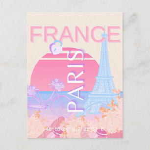 Cartão Postal De Festividades Paris, França, Viagem Art, Preppy, Pastel
