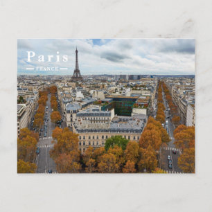 Cartão Postal De Festividades Paris França Viagem Torre Eiffel Outono Dourado