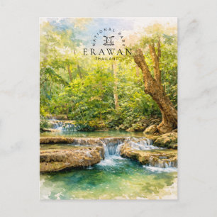 Cartão Postal De Festividades Parque Nacional Erawan Tailândia Cachoeira