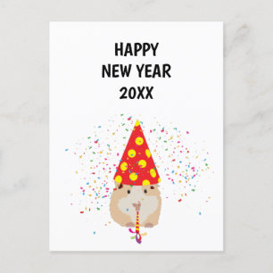 Cartão Postal De Festividades Partida de Hamster - Cartão de Anos novos de Féria