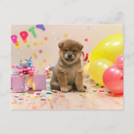 Cartão Postal De Festividades Partido Shiba Inu