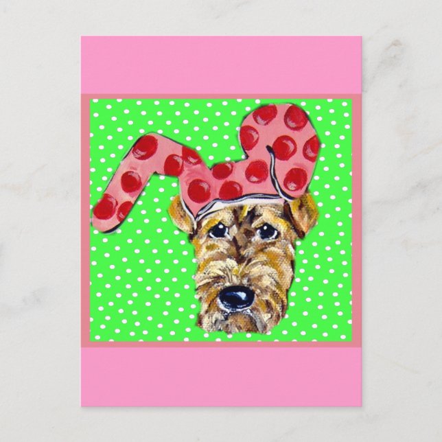 Cartão Postal De Festividades Páscoa Airedale (Frente)