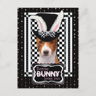 Cartão Postal De Festividades Páscoa - algum coelho o ama - Basenji