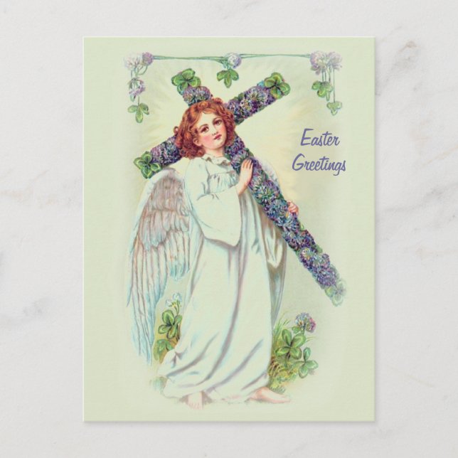 Cartão Postal De Festividades Páscoa Angel (Frente)