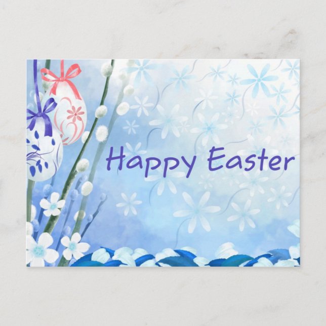Cartão Postal De Festividades Páscoa azul (Frente)