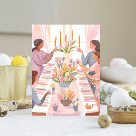 Cartão Postal De Festividades Páscoa Brunch | Farinha da família Watercolor feit