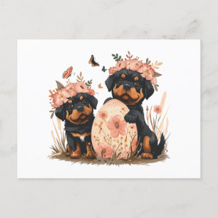 Cartão Postal De Festividades Páscoa Cães Rottweiler