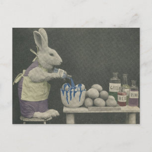 Cartão Postal De Festividades Páscoa Coelho morrendo de ovos
