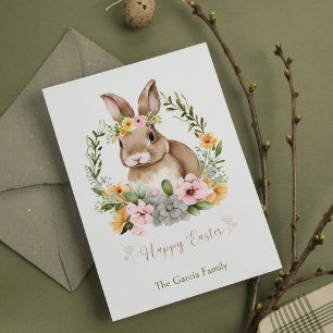 Cartão Postal De Festividades Páscoa de Coelhinho de Água e Flores do felz pasco