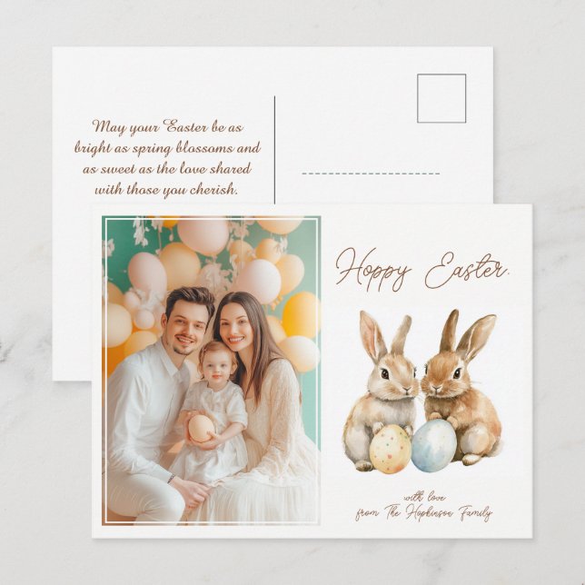 Cartão Postal De Festividades Páscoa de óvulo-espinho 🐇 personalizável (Frente/Verso)