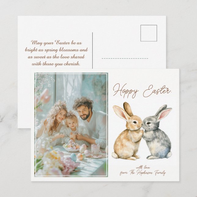 Cartão Postal De Festividades Páscoa de óvulo-espinho 🐇 personalizável (Frente/Verso)