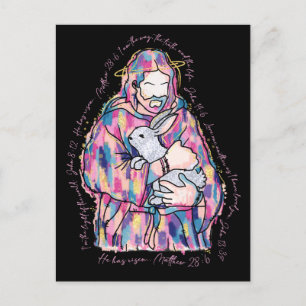 Cartão Postal De Festividades Páscoa Jesus nenhum coelho me ama como um cordeiro