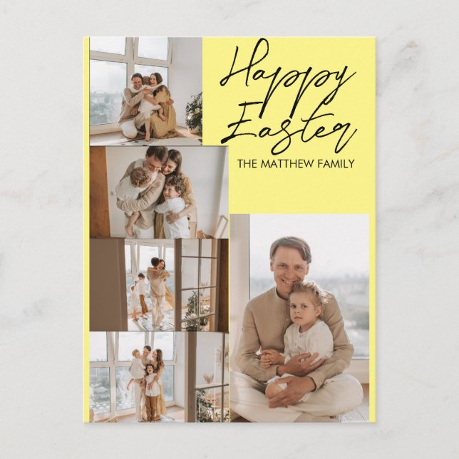 Cartão Postal De Festividades páscoa moderna elegante, colagem de fotos cinco da (Frente)