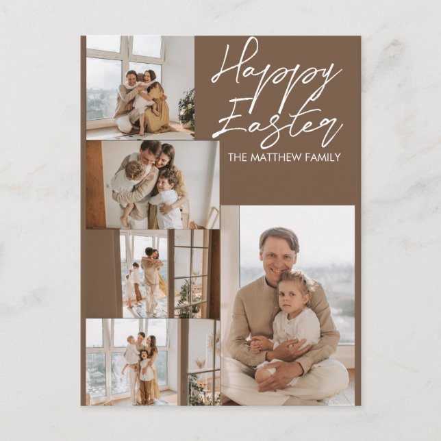 Cartão Postal De Festividades páscoa moderna elegante, colagem de fotos cinco da (Frente)