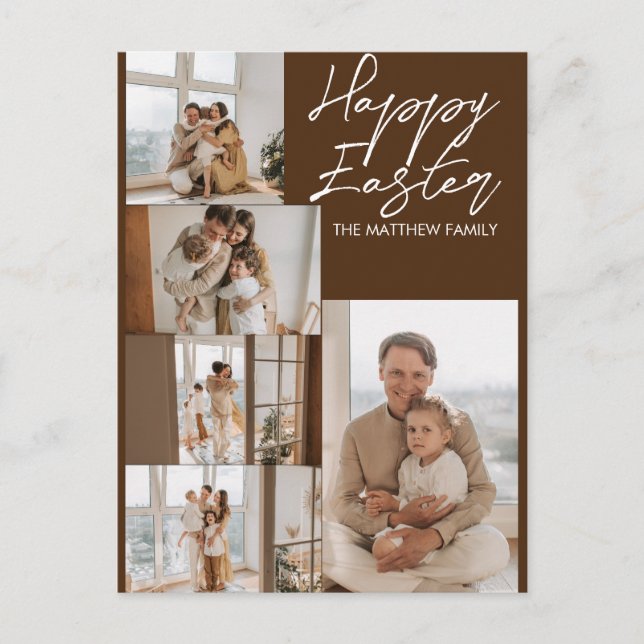 Cartão Postal De Festividades páscoa moderna elegante, colagem de fotos cinco da (Frente)
