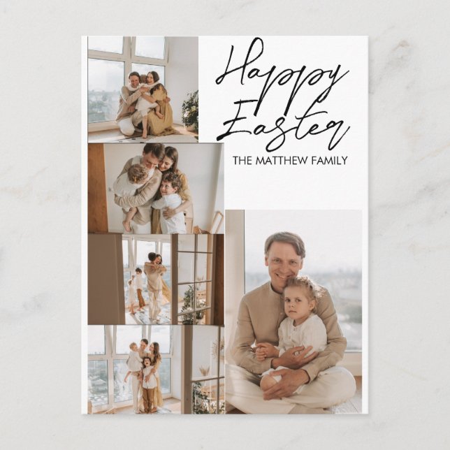 Cartão Postal De Festividades páscoa moderna elegante, colagem de fotos cinco da (Frente)