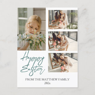 Cartão Postal De Festividades páscoa moderna elegante, colagem de quatro fotos d